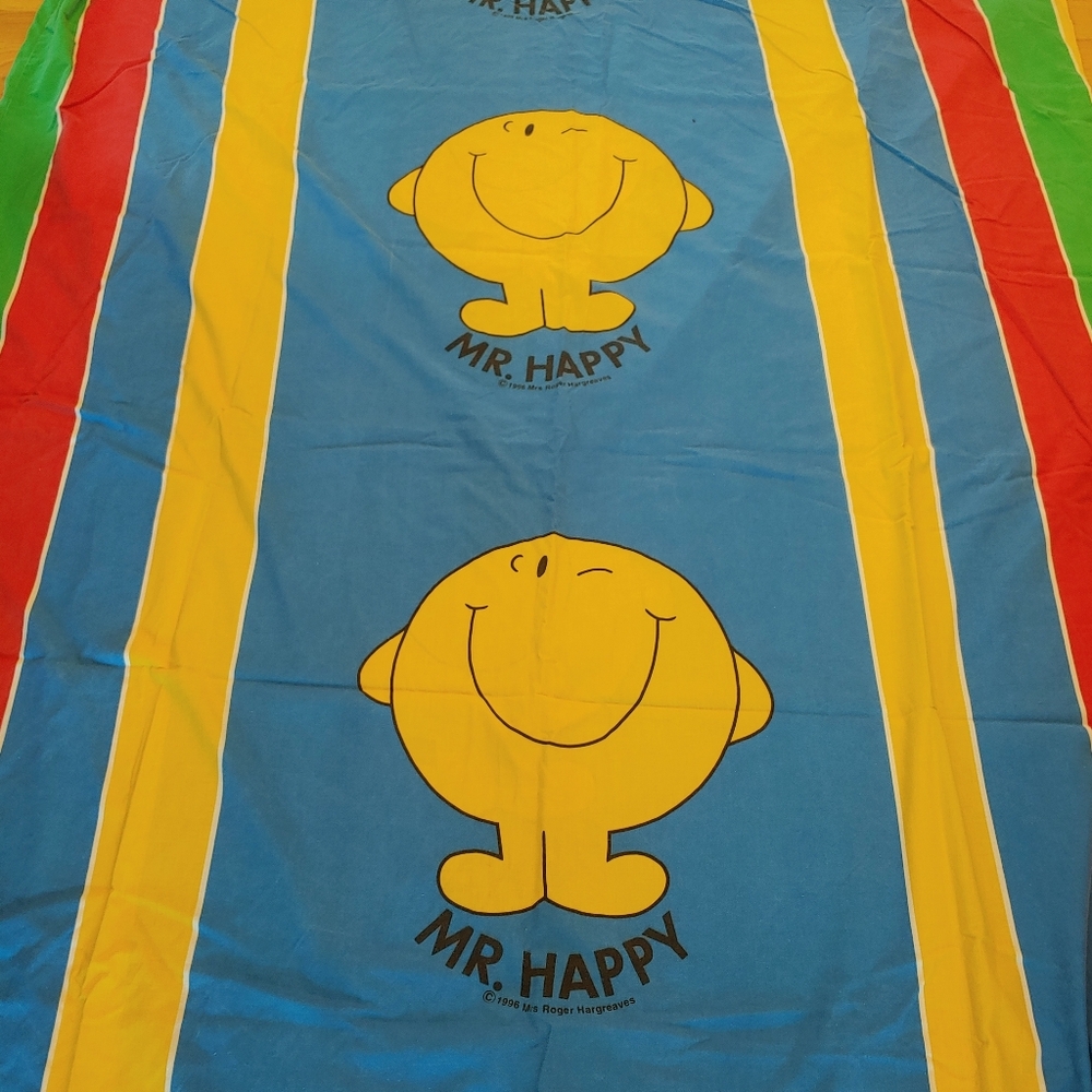 VTG Mr. Happy multicolor whimsy fun Twin Duvet cover & pillowcase kids bedding